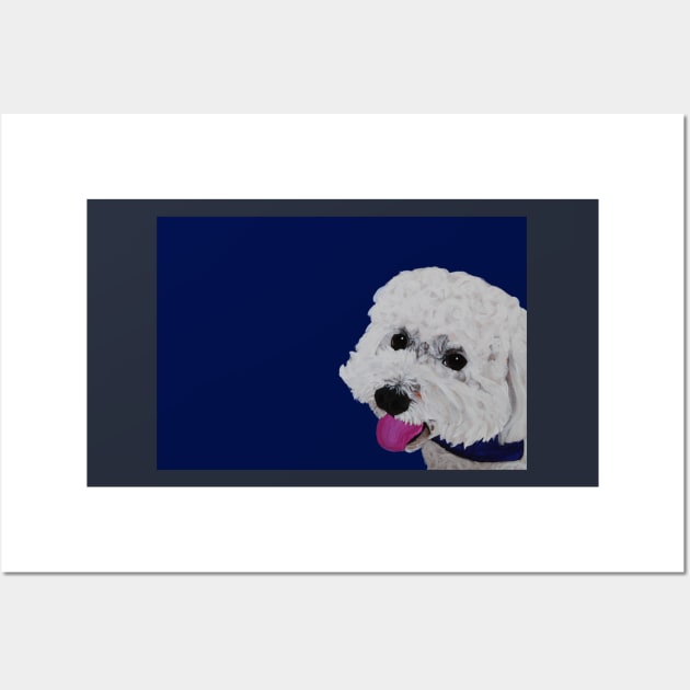 Finn the Bichon Frise Navy Blue Wall Art by AmandaAAnthony